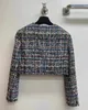 Womens Jacket Långärmad kortstil Spring Retro Wool Tweed 240301