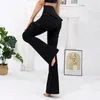 Active Pants 2024 Nylon Overall Pocket High Waist Women Gym Sports Yoga Trousers Squat Proof Fitness Flare Legging Push Up Wear