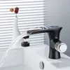 Rubinetti per lavandino del bagno Pulsanti display digitale termostatico intelligente Rubinetto a cascata WC Bacino in rame pieno nero