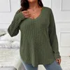 Women's Blouses Women Loose Fit Top Cozy Plus Size Knitted Tops For Irregular Hem V-neck Pullovers With Soft Warmth Style Fall Winter