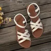 Slippers Summer 2024 Women's Strappy Sandals Flats Open-toe Non-slip Casual Shoes Roman Flat Sexy Plus Size