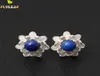 925 Sterling Silver Lapis Lazuli Lotus Flowers Stud Earrings For Women Elegant Lady Prevent Allergy Sterlingsilverjewelry 2106166047465