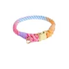 Macaron-Hundehalsband für Welpen, personalisierbar, mit Gravur, Regenbogenfarbenes Baumwollgewebe für große, mittelgroße und kleine Heimtierbedarfszubehörteile 240226