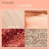 Sombra de olhos FOCALLURE 10 cores paleta de sombras de longa duração coloridas sombras de olhos paleta glitter iluminador shimmer maquiagem de olhos cosméticos