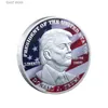 Konst och hantverk Factory Trump Commemorative Coin Bitcoin Virtual Coin Pure Silver Commemorative Medal Commemorative Coin Scenic Coin T240306