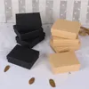 Pochettes à bijoux 50pcs noir blanc brun papier kraft boîte-cadeau de luxe en carton 7x9x3cm bracelets boucles d'oreilles bagues colliers boîtes d'emballage