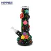 1pc,10in,Glass Bottle With Cute Rose & Love,Pink Flowers With Glow In Dark,Borosilicate Glass Water Pipe,Glass Hookah,Polymer Clay Glass Smoking Item With Flowers & Love