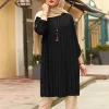 Tops Pleated Solid Shirt ZANZEA Women Summer Full Sleeve Muslim Blouse Dubai Turkey Abaya Blusas Casual Long Tops Tunic