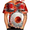 T-shirts pour hommes Printemps et été Style Drum Set 3D T-shirt imprimé Hommes / Femmes Mode Instrument de musique Tops