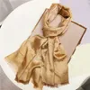 Designer zijden sjaal dames vier seizoenen herfst winter dunne lange zijden wollen sjaals 180 * 70cm sjaal klassieke gouddraad letter sjaal Optie