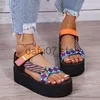 Sandalen 2023 neue Sommer dicke Sohle Biskuitkuchen und Farbblockierung Klettverschluss Damen Sandalen Strandschuhe übergroß für DamenH240306