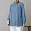 Ethnic Clothing ZANZEA Women Elegant OL Work Shirt Autumn Fashion Long Sleeve Solid Blouse Casual Loose Islamic Caftan Marocain Tops