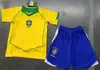 Soccer Jerseys Retro classic Brazil KIDS soccer jerseys RIVALDO R.CARLOS children Boys girls sets football shirtH240306