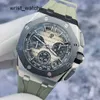 Dress Female AP Watch Royal Oak Offshore 26420SO Smoked Desert Yellow Ceramic Ring Precision Steel Material Timing Function Mens Watch 43mm Complete Set