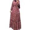 M2231 Amazon Middle East Dubai Women's New Flower High Neck Long Dress Fashion Commuter Muslim Dress