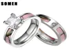 Wedding Rings Somen Pink Tree Camo Inlay Titanium Couple Ring Women Cubic Zirconia Band Men Engagement Jewelry Lover AllianceWeddi3246859
