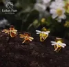 Lotus Fun Real 925 Sterling Silver Natural Amber Handmade Fine Jewelry 18K Gold Cute Dragonfly Stud Earrings for Women Brincos 2104590542