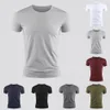 Mens Basic T-Shirt Düz Renk Kısa kollu Tee Yaz Sade Sıradan Spor Salonu Kas Mürettebatı İnce Fit Üstleri T-Shirts Erkek Giyim 240223