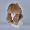 Russo ushanka chapéus de pele de guaxinim real trapper chapéu earflap homens real pele de prata couro genuíno boné de inverno russo h210282g
