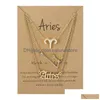 Colliers pendentifs 3pcs / ensemble 12 collier de signe du zodiaque pour les femmes Constellation pendentif chaîne tour de cou bijoux d'anniversaire avec carte en carton D DHFNH