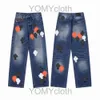 Yeni Tasarımcılar Erkek Tasarımcı Eski Yıkanmış Krom Düz Pantolonlar Kalp Mektubu Baskılar Uzun Stil Kalpler Mor Kotlar 86 77