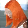 Perucas de cabelo curto bob peruca gengibre laranja laço frontal humano para mulheres brasileira reta t ombre 27 colorido remy 240306