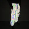 Höst- och vinter Nya herrar Multi Pocket Colorful Reflective Pants European och American Laser Reflective Workwear Pants