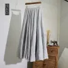 rok 14 kleuren linnen maxi rok geplooid vintage boho maxi lange casual katoenen strandrok rijk aline linnen rok dameskleding