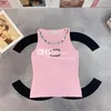 Round Collar Crystal Shirt Vintage Sleeveless Tanks Top Stylish Cropper Slim Vests Tees Sexy Tops For Women