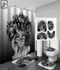 African American Black Women Print Shower Curtain Set Waterproof Bathroom Curtains Soft Antislip Bath Rugs Toilet Cover Carpets 26842020