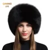 Dames 100% réel fourrure de renard chapeau femmes hiver chaud luxe Ski tête oreille plus chaud cache-oreilles moelleux en peau de mouton chaud neige casquette 201019263c