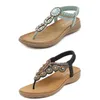 Sandales bohème femmes pantoufles cale gladiateur sandale femmes élastique chaussures de plage chaîne perle Color12 GAI a111