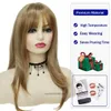 Hair Wigs Synthetic Blonde Wig Women s Long with Bangs Natural Soft Straight Hairstyle Daily Cosplay Halloween Party Fiber 240306