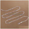 Kedjor 2mm Sier Plated Chain Necklace For Women Men Fashion Gold Colors Choker Choker Kedjor Fit hängsmycken 16-30 tum Drop Leverans J Dheoc