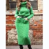 Dress 2023 Autumn Winter Knitted Sweater Dress Women Long Sleeve Pocket Turtleneck Dress Women's Fashion Long Sleeve Solid Color Dress