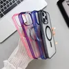 Matte Magnetic Clear Phone Case For iPhone 15 14 Pro Max 11 12 13 Pro Max XR XS 7 8 Plus X Shockproof Acrylic Cover Coque in Retail Box 100pcs