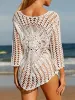 세트 Yiiciovy 여성 크로 셰 뜨개질 비키니 커버 업 미니 드레스 니트 Seethrough Hollowout Beach Dreest Swimwear Sunscreen Blouse Dress