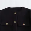 UNIZERA 2023, зимний новый продукт, женский модный и повседневный универсальный короткий костюм с флип-украшением и круглым вырезом, пальто