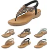 2024 Bohemian Sandals 여성 슬리퍼 웨지 검투사 샌디아이어 샌디아스 해변 신발 끈 비드 컬러 52 gai