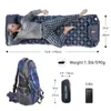 Utomhus Sleeping Pad Camping Uppblåsbar madrass inbyggd pump Ultralight Air Cushion Travel Mat med nackstöd för resor vandring240227