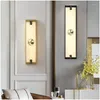 Lâmpadas de parede Oufa Contemporânea Lâmpada de latão LED 3 cores Vintage Mármore Creative Sconce Light para casa Sala de estar Quarto Drop Delivery Dhocm