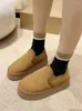 Slippers Flat Shoes Female Winter Woman Slipper Pantofle Med 2024 Rome Basic Fabric PU Rubber Shearling Woma
