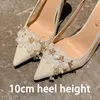 Bride Flowers Sandals francese Summer White Tel, puntato cm cm cm tacchi alti modalità graziose scarpe da matrimonio graziose