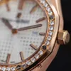 Elegante Armbanduhr, Rennsport-Armbanduhren, AP Royal Oak Series-Uhr, Damenuhr, 33 mm Durchmesser, Quarzwerk, Präzisionsstahl, Platin-Roségold, Freizeit, weiblich, Luxu