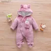 Footies Winter Baby Clothes Baby Girls Baby Boys Unisex Solid Fleece Rabbit Hooded Footed / Footie Long-Sleeve Baby Jumpsuit YQ240306