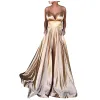 Robe femme robe élégante mode gros swing mariage porm robe dames sexy high wasit pliered robe robe silky silky brillant robe plissée