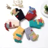 1Pairs Childrens Fingers in Winter Cute Cartoon with Hanging Neck Boys and Girls Plush Thick Warm Gloves 240226