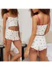 Vêtements de nuit pour femmes Femmes 2 pièces Y2K Ensembles de shorts sans manches en dentelle Cami Top et ensemble de pyjama à imprimé floral