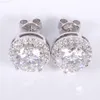 14K białe złoto 8 serc 8 Strzały Kolczyki Moissanite Stud