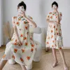 Kleider Chinesischen Stil Sommer Umstandsmode Kurzarm Lose Schwangere Frau Cheongsam Kleid Mode Druck Schwangerschaft Aline Kleid